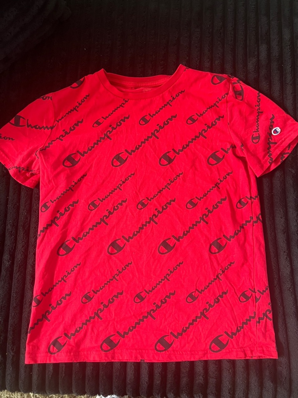 Champion Red All-Over Logo Crewneck T-Shirt